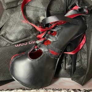 Bordello (by Pleaser) Teeze Red Ribbon Heels